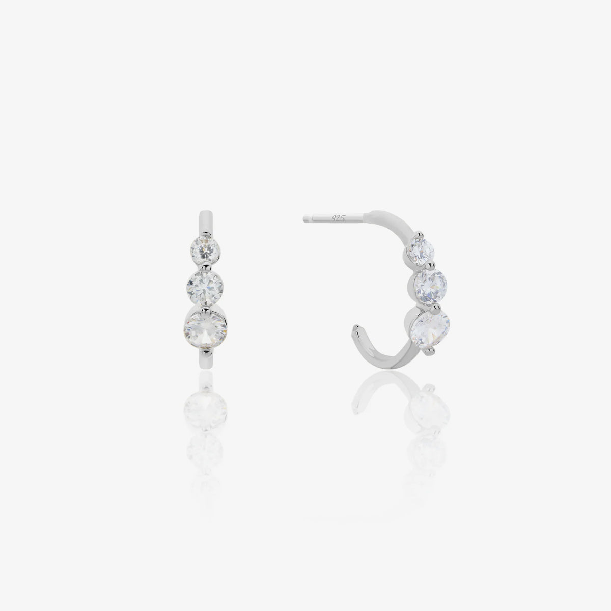 Trendy Triple Cubic Zirconia Semi Hoop Earrings for Women - Perfect for Parties, Weddings & Everyday Wear