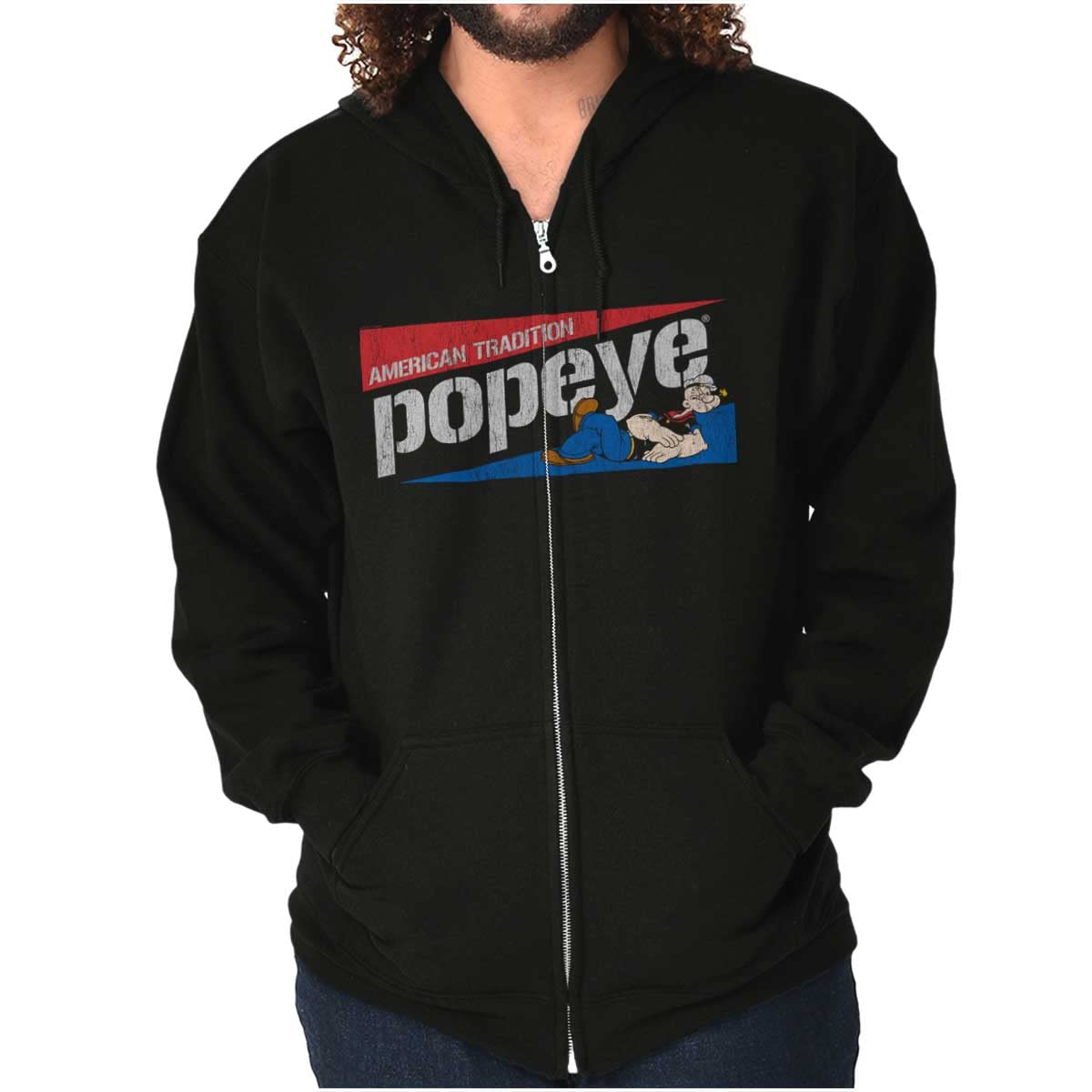 Vintage Popeye Zip Up Hoodie for Men & Women - American Retro Cartoon Character Sweatshirt | Casual Wear, Street Style, Gift for Fans