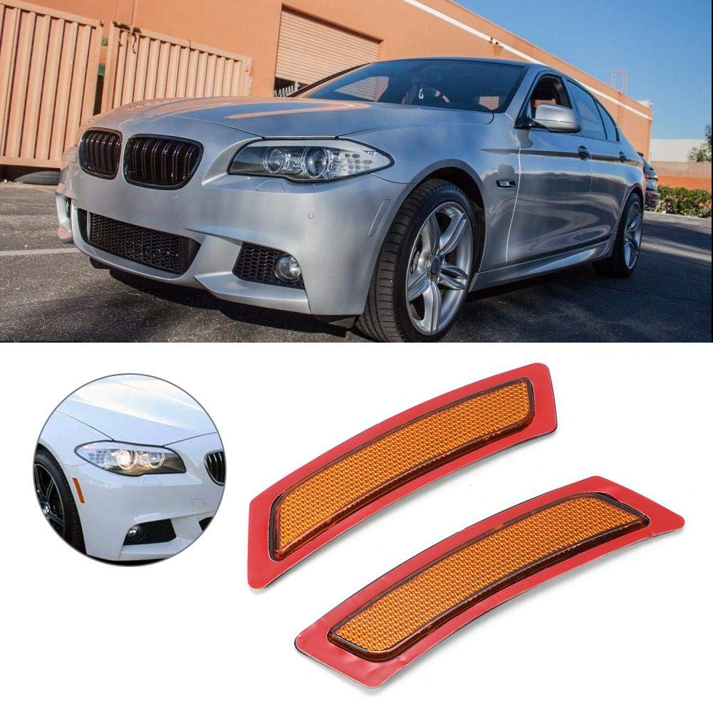 1 Pair Car Bumper Lights - Plastic Front Bumper Reflective Side Marker Lamps Compatible with BMW F10 5 Series 2011-2013 Models - Enhance Night Visibility & Safety for Driving, Parking, and Roadside Emergencies
