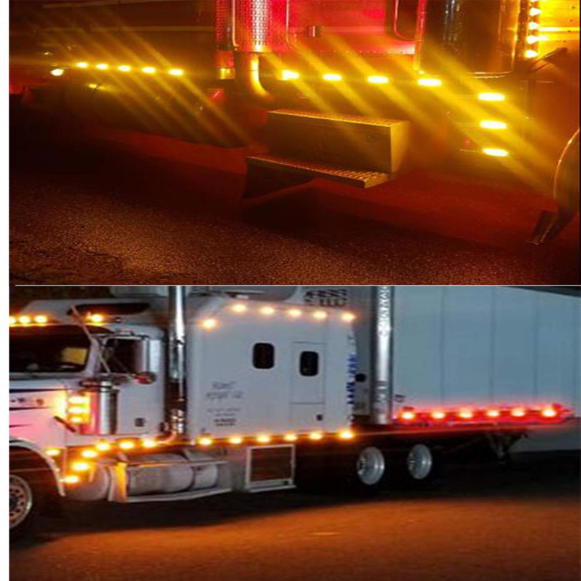 4Pcs 6.4in Amber LED Side Marker Lights - Waterproof 12V Chrome Bezel Trailer Lights with Turn Signal - Clearance & Tail Lights for Trucks, ATVs, SUVs, RVs, Campers & UTVs - Perfect for Off-Roading & Night Driving Safety