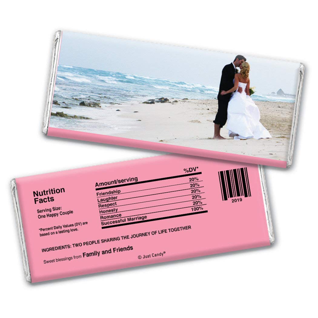 25ct Personalized Photo Candy Bar Wrappers for Weddings - Carnation Design | Perfect for Wedding Favors, Bridal Showers & Anniversary Celebrations