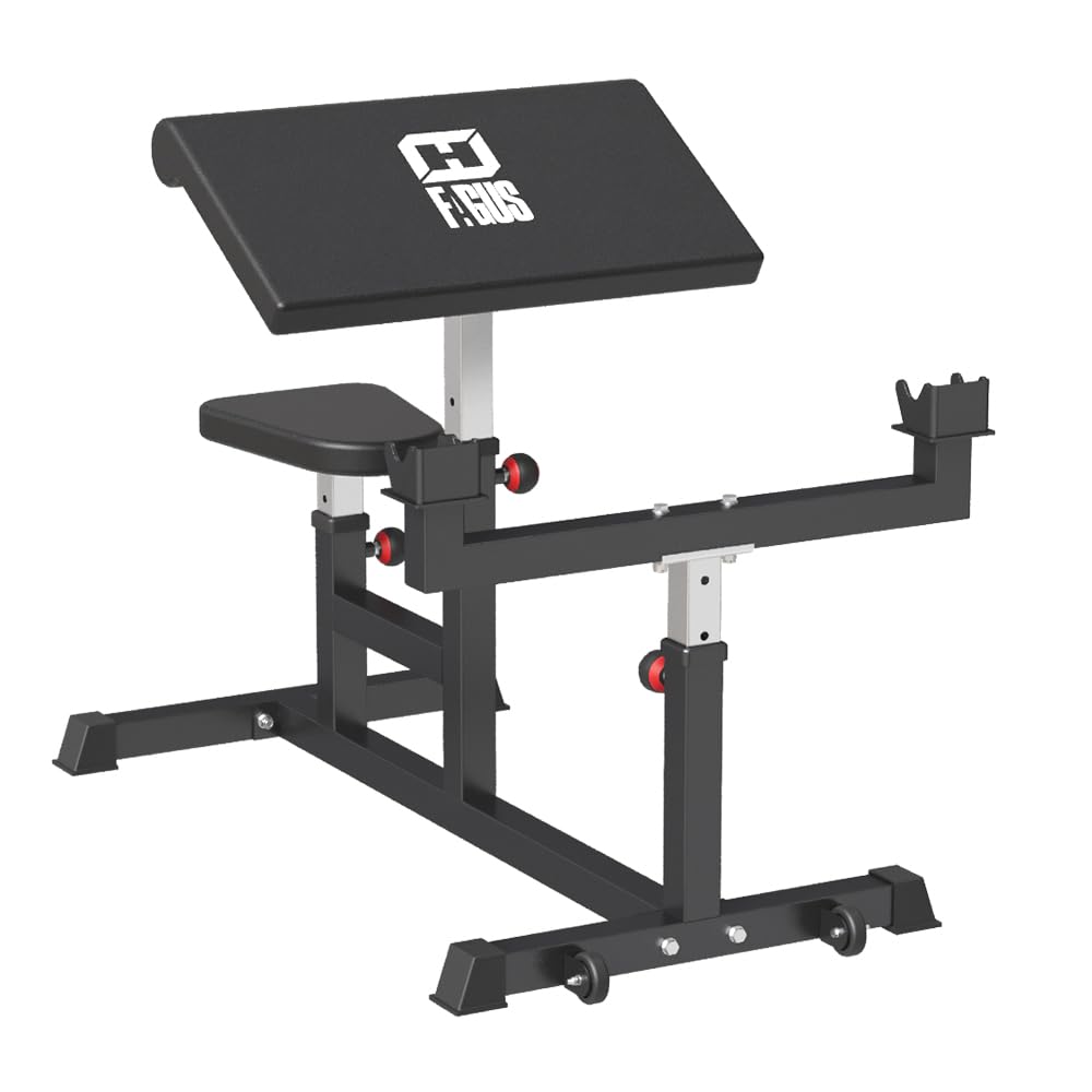 Adjustable Preacher Curl Bench for Biceps & Triceps Workout - 440LBS Capacity Strength Training Equipment with Wheels - Perfect for Home Gym & Isolated Arm Exercises (Barbell/Dumbbell)