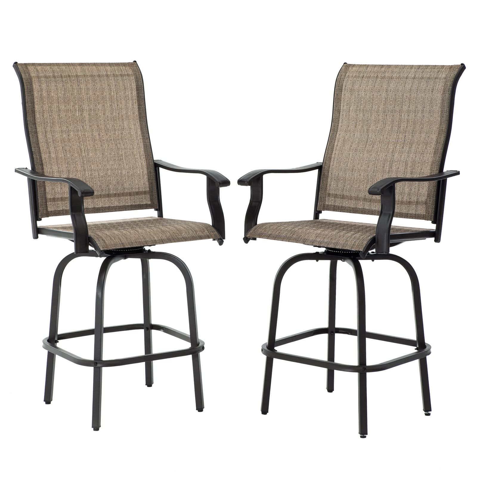VONZOY 2-Pack Outdoor Swivel Bar Stools - Adjustable Height Patio Chairs for Deck, Lawn, Garden & Pool - Weather-Resistant Outdoor Furniture for Backyard, BBQ, Parties & Dining - Perfect for Patio, Poolside & Outdoor Entertaining