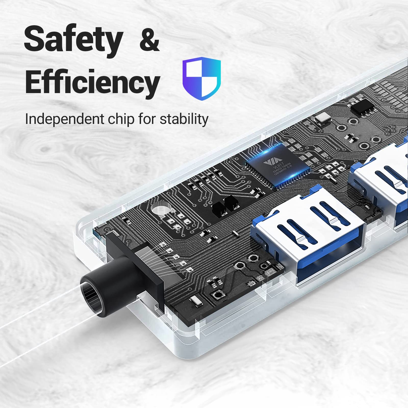 HOPDAY 4-Port USB 3.0 Hub - Ultra Slim Portable USB Splitter for MacBook, iMac, Mac Mini, Surface Pro, Dell, HP Laptops - Perfect for Office, Travel & Home Use
