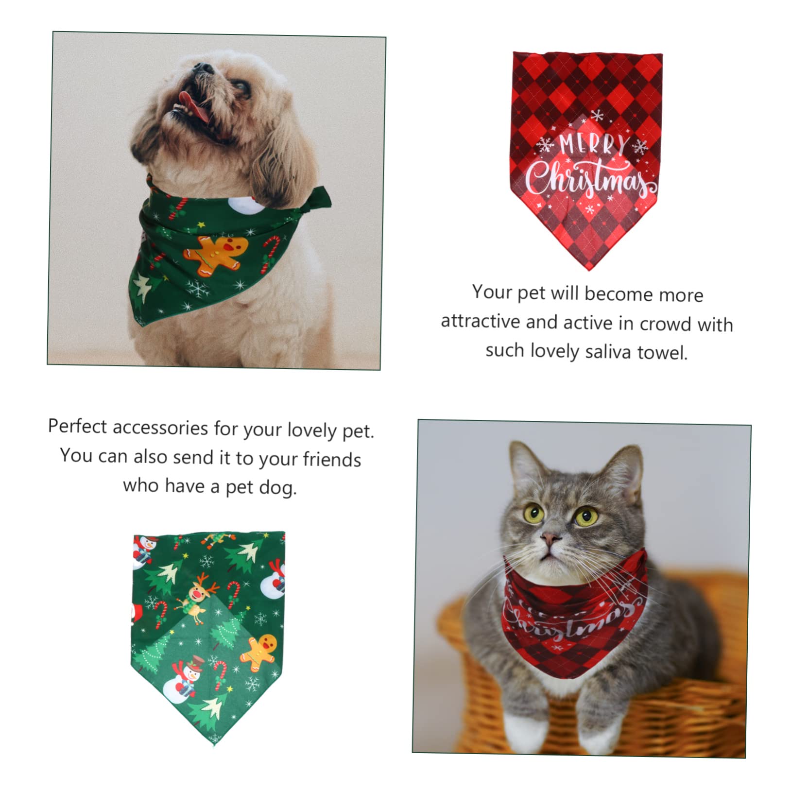4 Pcs Pet Bandanas - Dog Scarf for Christmas & Daily Use