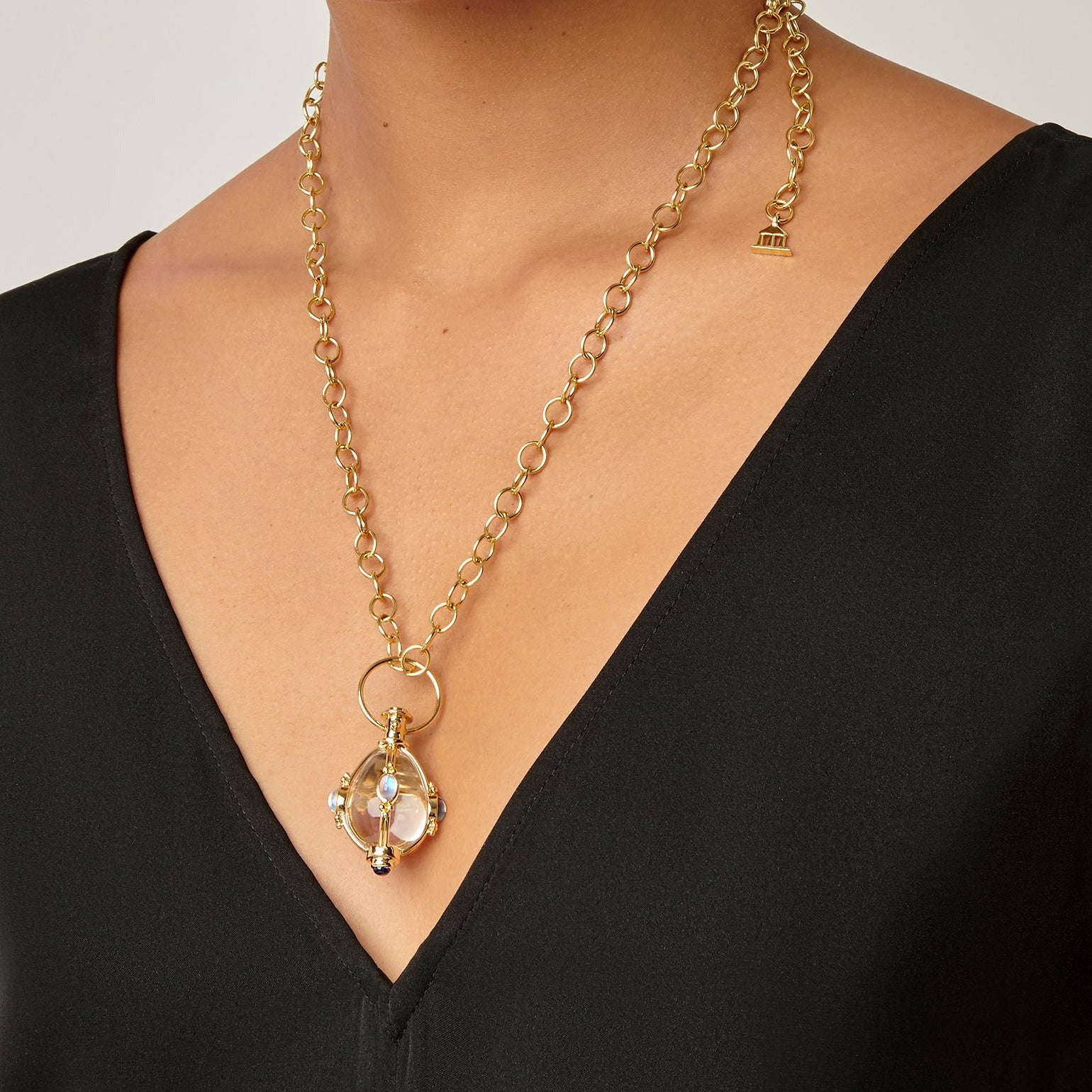 Temple St. Clair Blue Moon Rock Crystal Amulet Necklace - Elegant Healing Crystal Jewelry for Women - Perfect for Meditation, Spiritual Healing & Everyday Wear
