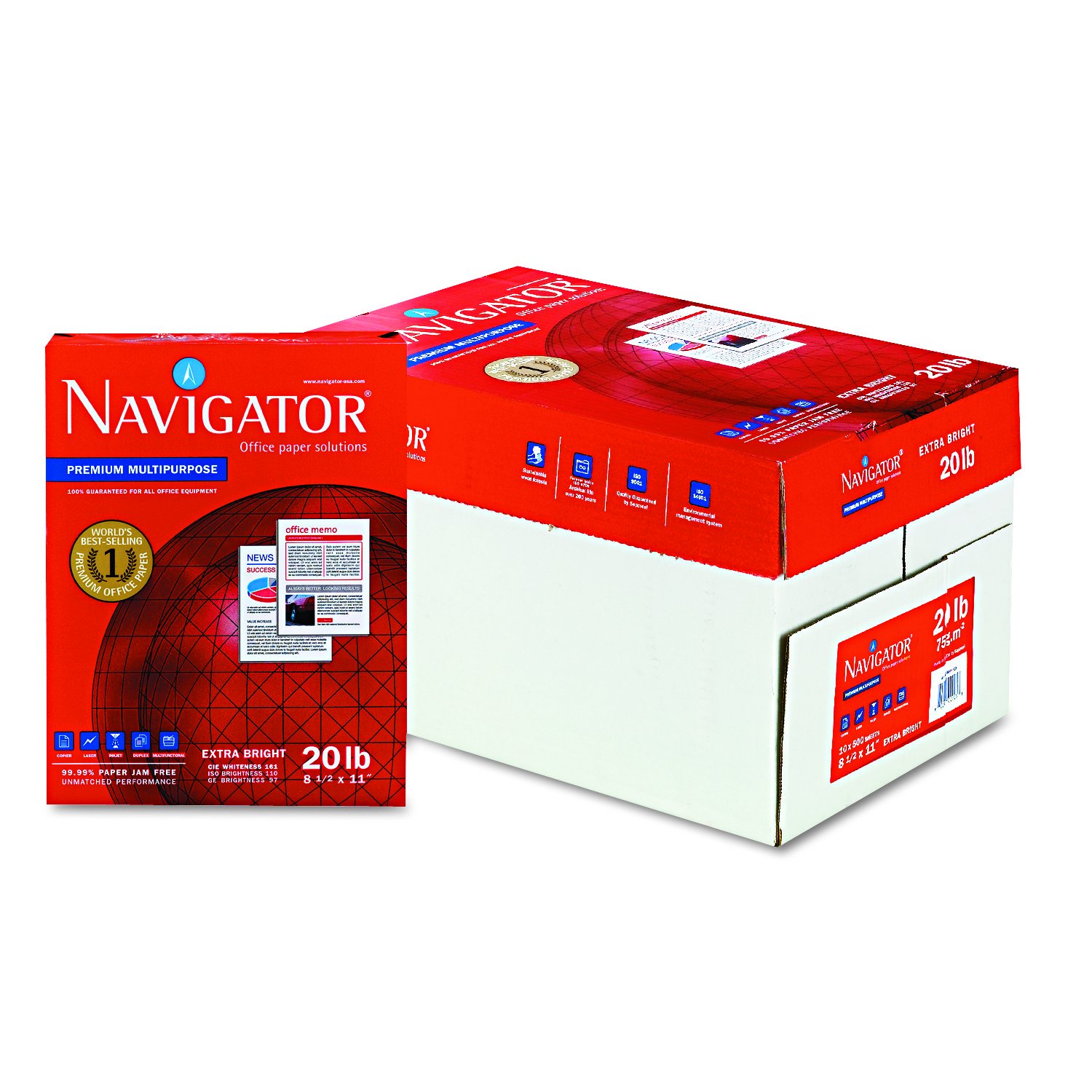 Premium Multipurpose Copy Paper - Navigator NMP1120, 20lb, 8.5x11 Inches, 97 Brightness, White (5000 Sheets/Case) - Ideal for Office Printing, School Projects & Home Office Documents