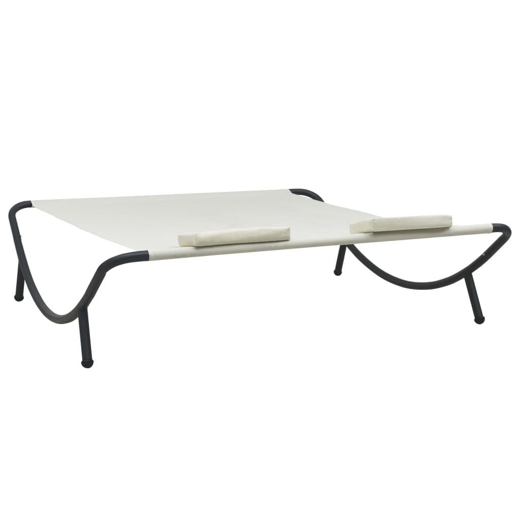 Outdoor Patio Lounge Bed with Cream Fabric - Perfect for Backyard Relaxation, Poolside Lounging, and Sunbathing