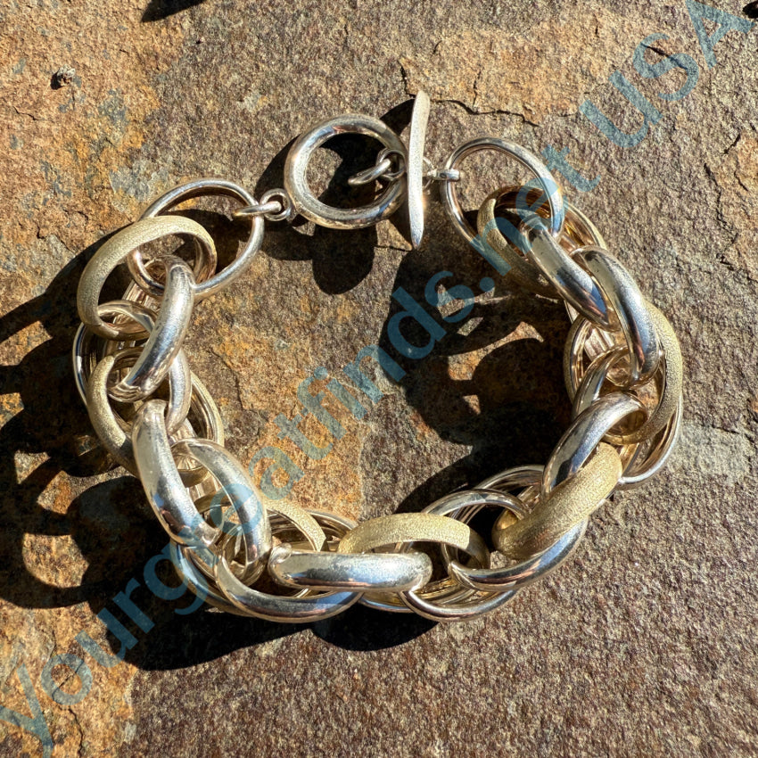 Sterling Silver Gold Plated Large Loop Chain Bracelet - Italian Crafted Jewelry for Women, Gift for Her, Perfect for Everyday Wear & Special Occasions