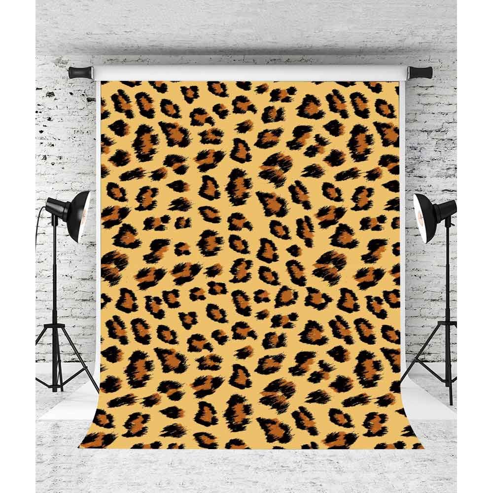 EOA 5'W x7'H FT Leopard Print Photography Backdrop - Black & Brown Spots Wild Animal Pattern Studio Background for Bachelorette Parties, Fashion Shoots & Home Decor