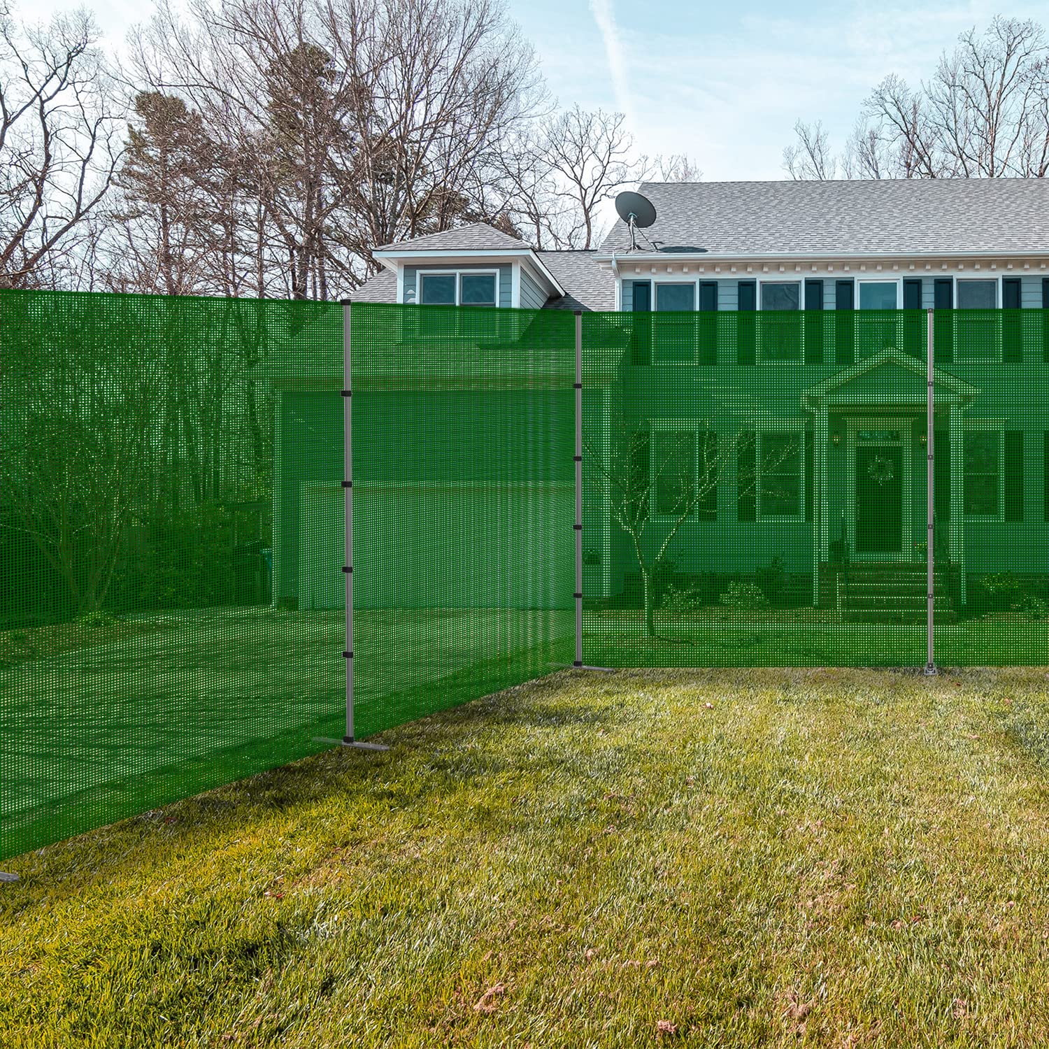 Coarbor 6'x20' Removable Outdoor Fence Panel - Heavy Duty Pool Barrier, Dog & Chicken Yard Fencing with Spikes Poles, Garden Border Protection (Green) | Perfect for Backyard Security, Pet Containment & Vegetable Garden Protection