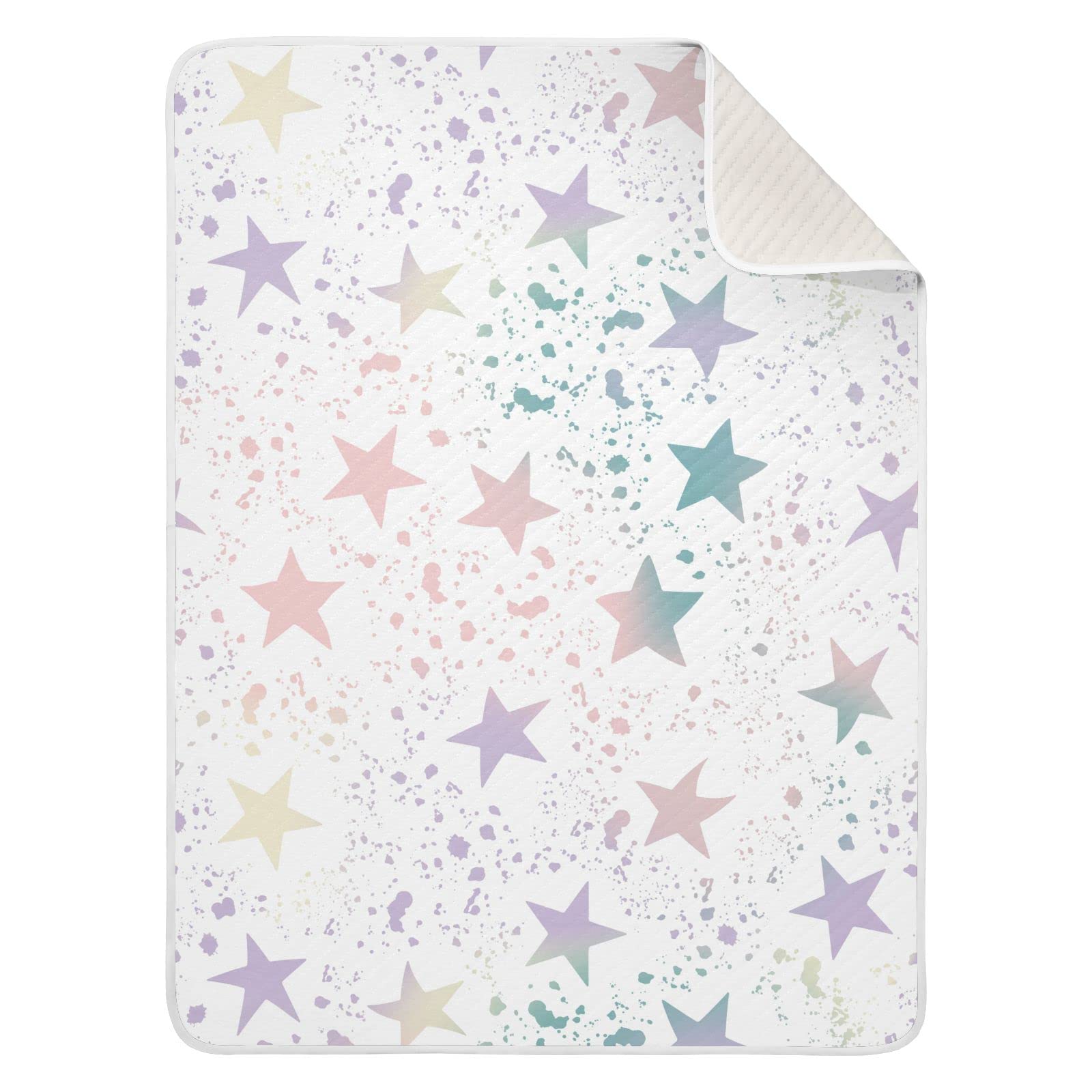 JIPONI Baby Blanket 30x40 Inch - Ultra Soft & Warm Swaddle Blanket with Cute Stars Gradient Design for Boys & Girls | Perfect for Nursery, Stroller, Travel & Photo Shoots