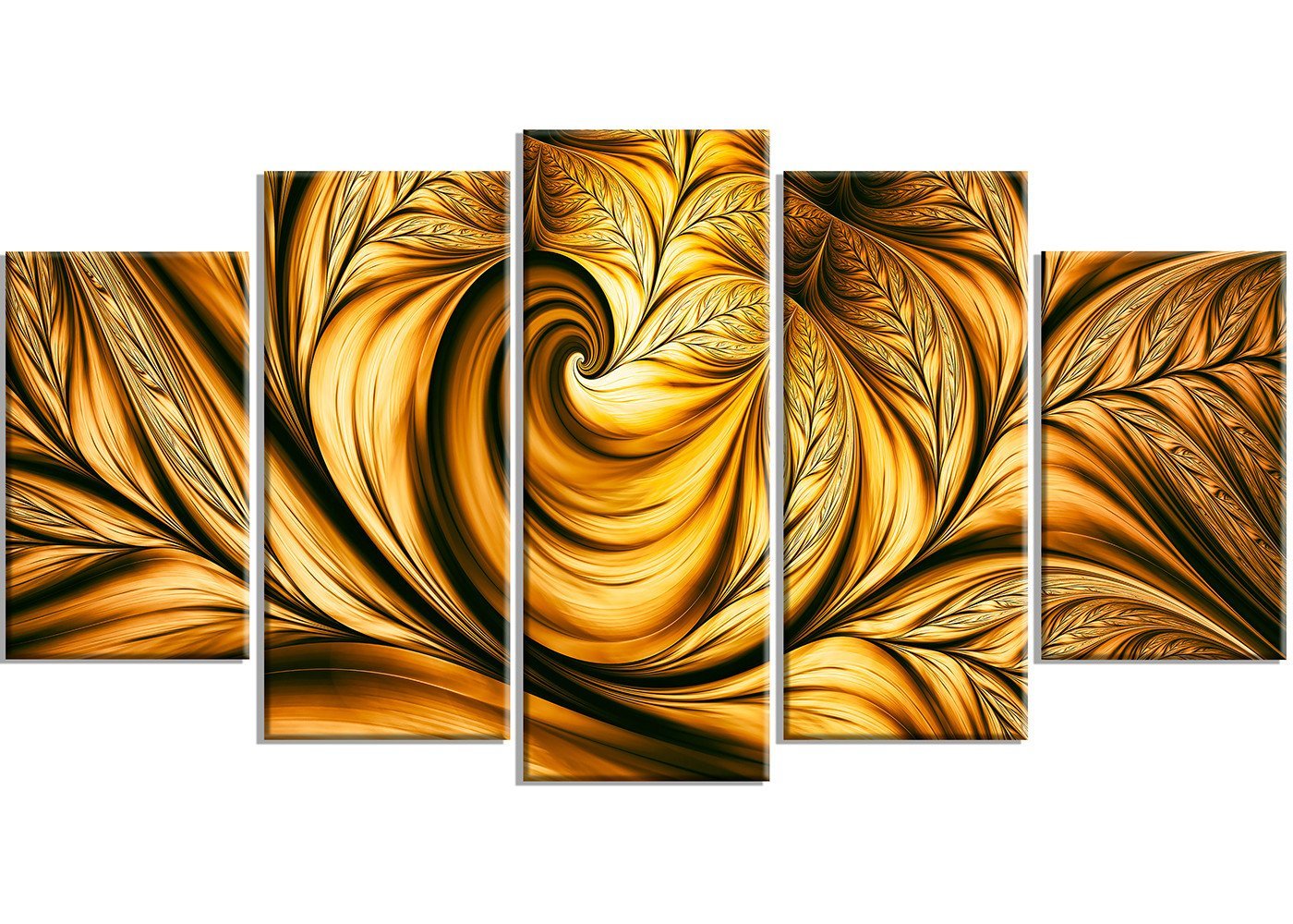 Designart Golden Dream Abstract Metal Wall Art - 5 Panel Modern Home Decor - 60x32 Inches - Contemporary Living Room, Bedroom & Office Wall Decor - MT3026