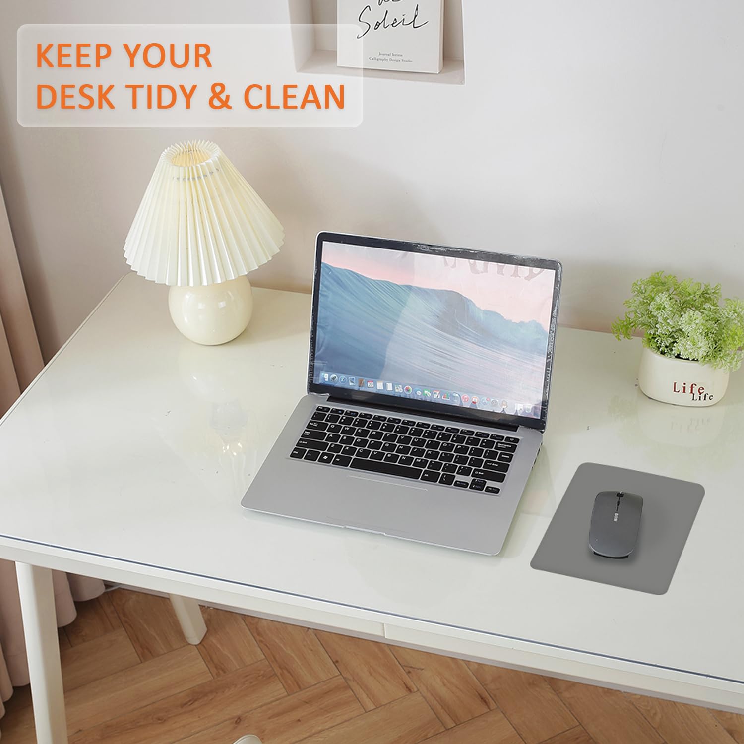 LovePads Clear Desk Mat 12 x 16 Inch, 1.5mm Thick Non-Slip PVC Desk Protector - Waterproof Writing Pad & Blotter for Home Office, Gaming, Study & Workstation - Perfect for Keyboard, Mouse & Laptop Use