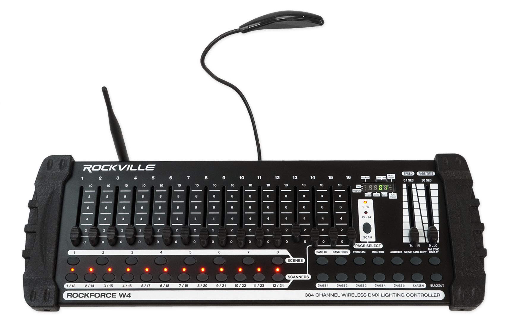 Rockville RockWedge White LED Battery Powered Stage Lights with 384 Channel Wireless DMX Controller - Perfect for DJ Shows, Concerts, and Live Performances