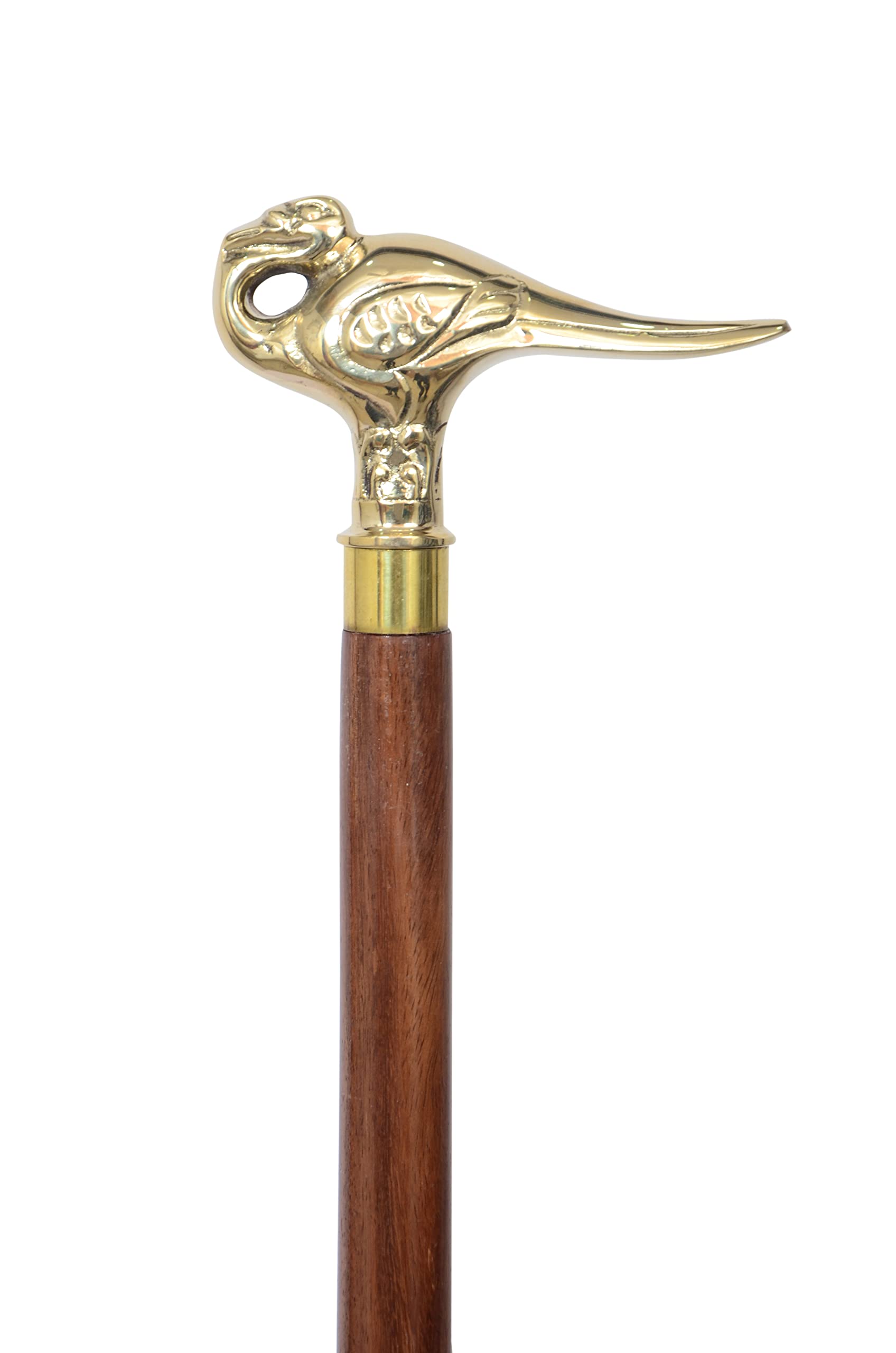 Premium Brass Walking Cane with Elegant Wooden Handle - Stylish Bird Head Design Walking Stick for Men & Women - Perfect for Hiking, Fashion Accessory, and Elderly Support