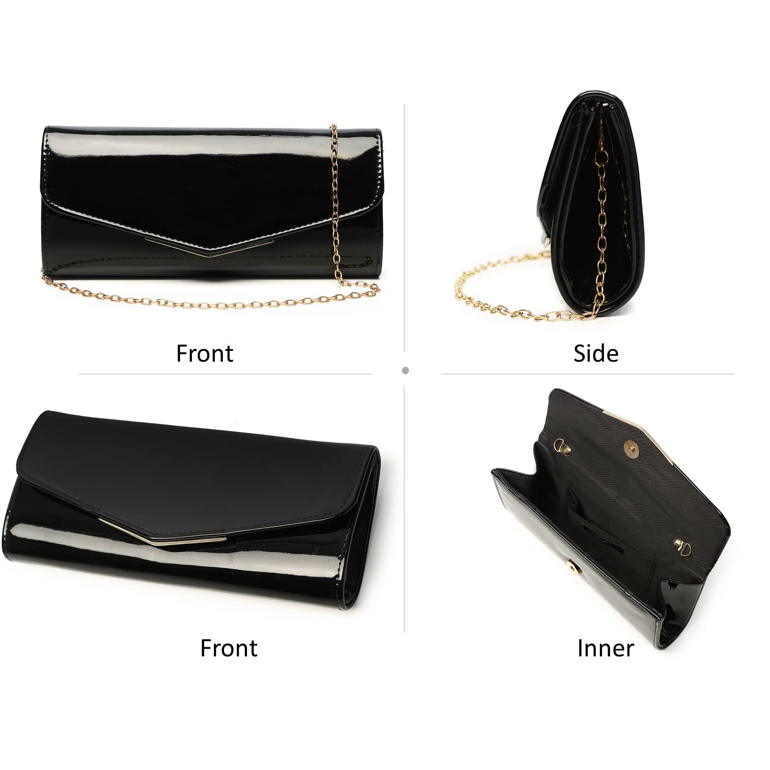 Elegant Nude Clutch Purse for Women - Red & Black Patent Leather Envelope Handbag | Perfect for Weddings, Parties, Travel & Gift Giving