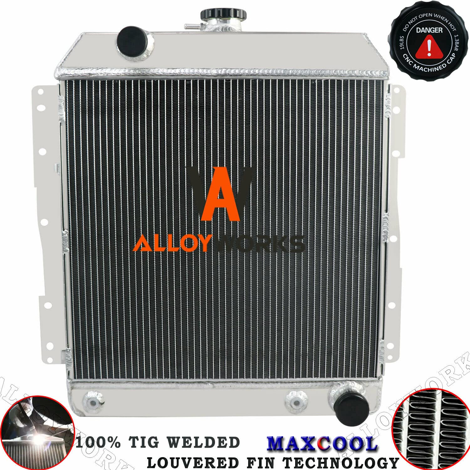 Alloyworks 4-Row Aluminum Radiator with Shroud Fan & Relay Kit - Compatible with 1958 Chevrolet Impala, Caprice, Belair V8 - High-Performance Cooling for Classic Car Restoration & Hot Rod Upgrades