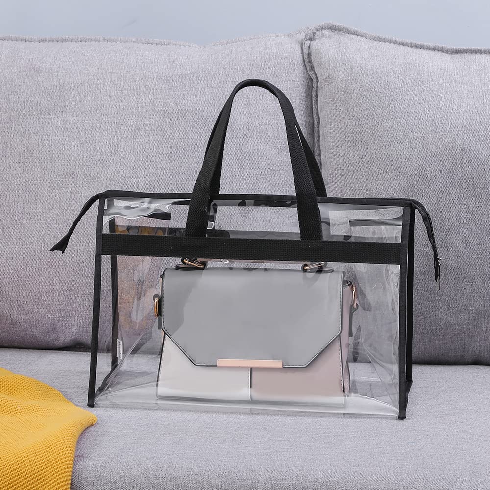 15×10×7 Inch Clear Dustproof Storage Bags with Zipper - Hanging Transparent Dust Cover Organizer for Closet, Shelf, Makeup & Clothes | Perfect for Home, Travel & Stadium Events