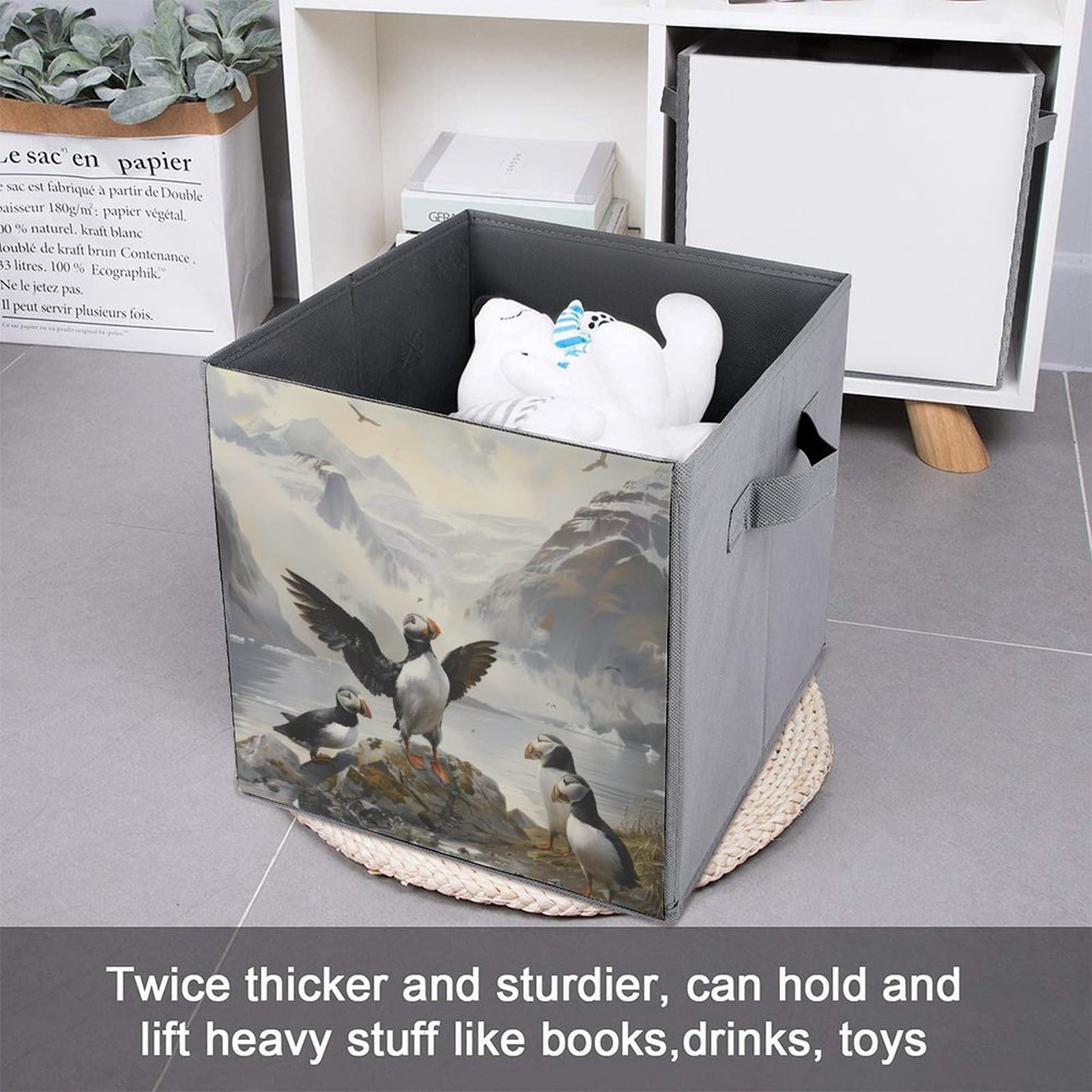 Foldable Storage Cubes with Handles - Collapsible Fabric Organizer Bins for Closet, Nursery, Office | Space-Saving Home Organization Solution (1 Pack)