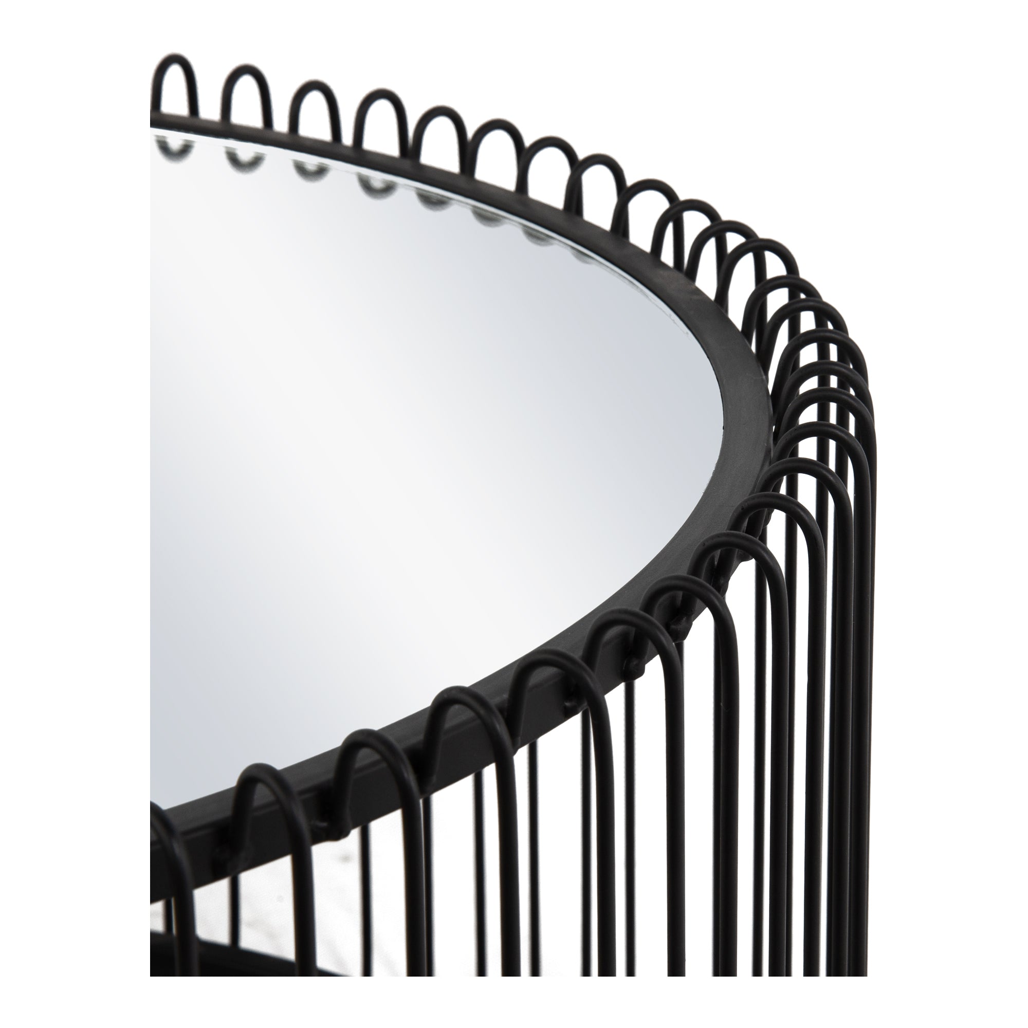 Modern Round Basket Weave Mirror & Metal Coffee Table Set - Stylish Home Decor for Living Room, Bedroom, or Office