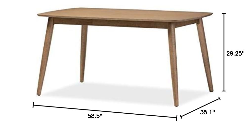 BOWERY HILL Mid-Century Modern Dining Table - French Oak Veneer - Perfect for Dining Room, Kitchen, or Open Concept Living Space