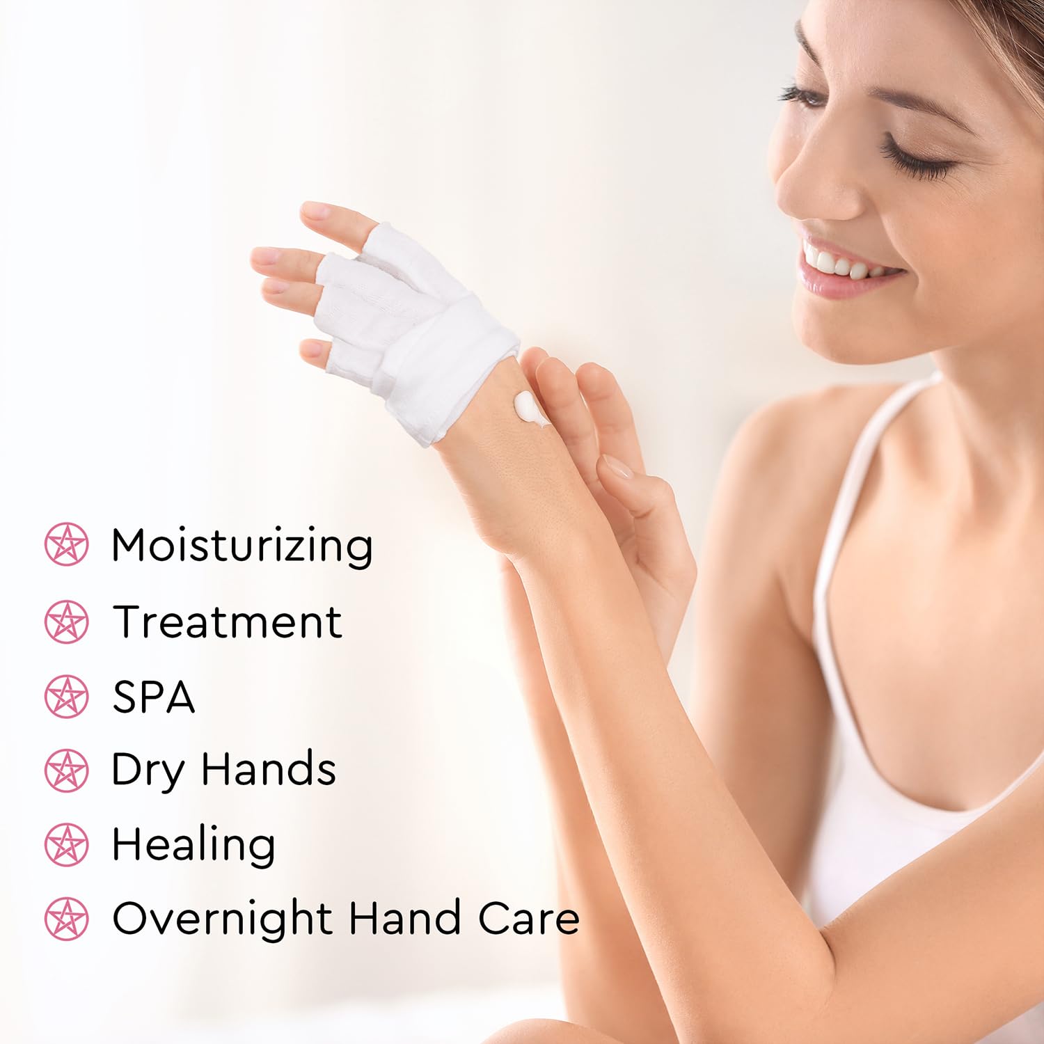 4 Pairs White Cotton Touchscreen Gloves - Fingerless Moisturizing Gloves for Sleeping & Eczema Relief - 100% Breathable Cotton Gloves for Men & Women - Perfect for Night Care, Screen Use & Skin Protection