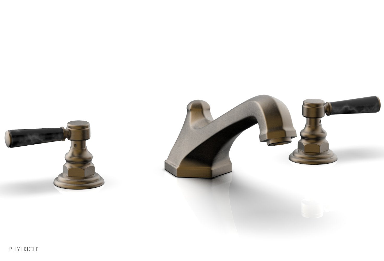 HEX TRADITIONAL Deck Tub Set with Black Marble Lever Handles - 500 42 - Perfect for Outdoor Bathing and Garden Relaxation