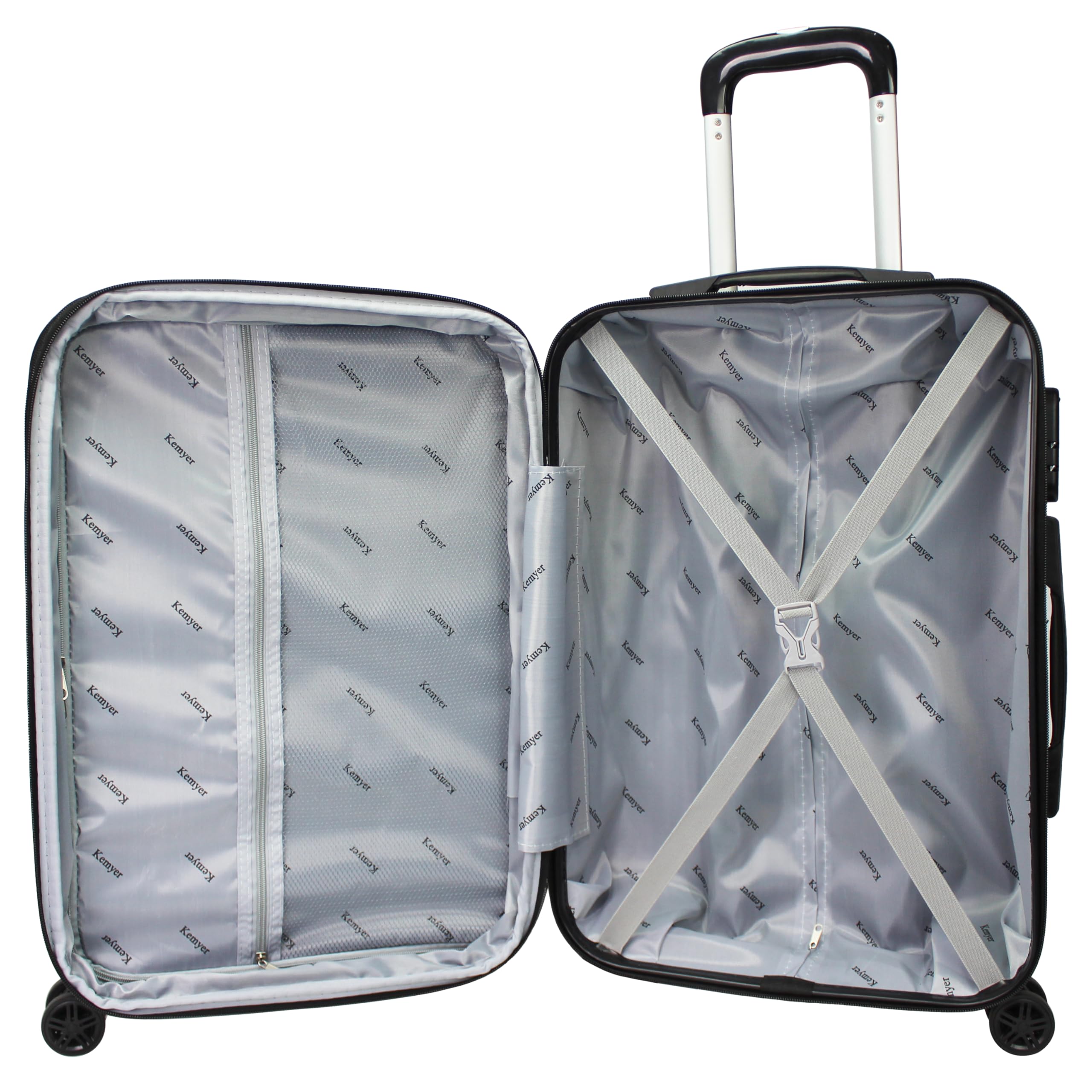 Kemyer Quest Hardside Lightweight Expandable Spinner Luggage Set (20in & 25in) - Sapphire Blue - Perfect for International Travel & Business Trips