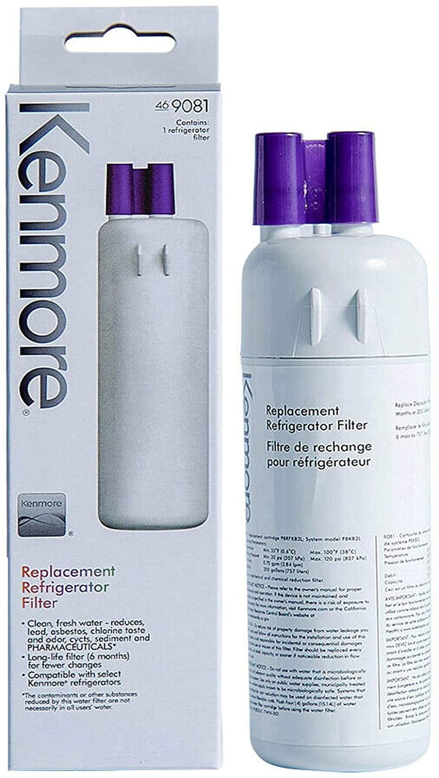 Kenmore 469081 Refrigerator Water Filter Replacement - 1 Pack | NSF Certified for Clean Drinking Water | Perfect for Home, Office & RV Use