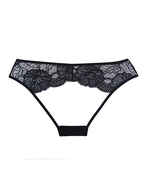 Adore Kiss Mesh & Lace Open Panty Black One Size - Sexy Lingerie for Women, Perfect for Valentine's Day, Anniversary or Romantic Nights