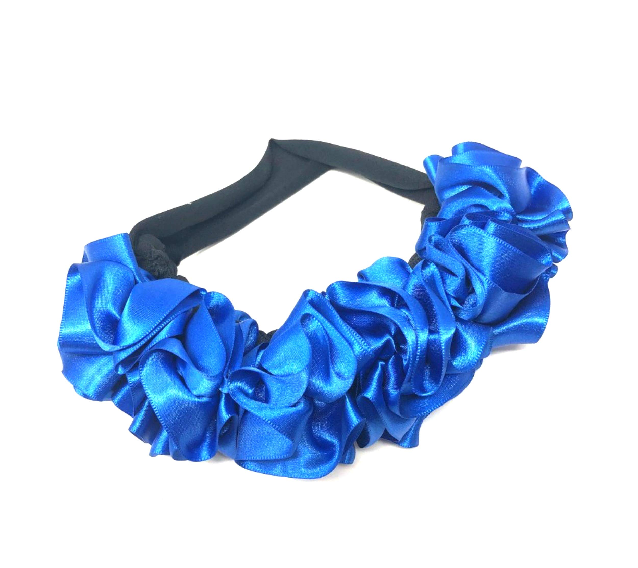 Blue Hair Bow Ribbon with Elastic - Baby Hair Accessory for Day of the Dead, Halloween & Special Occasions