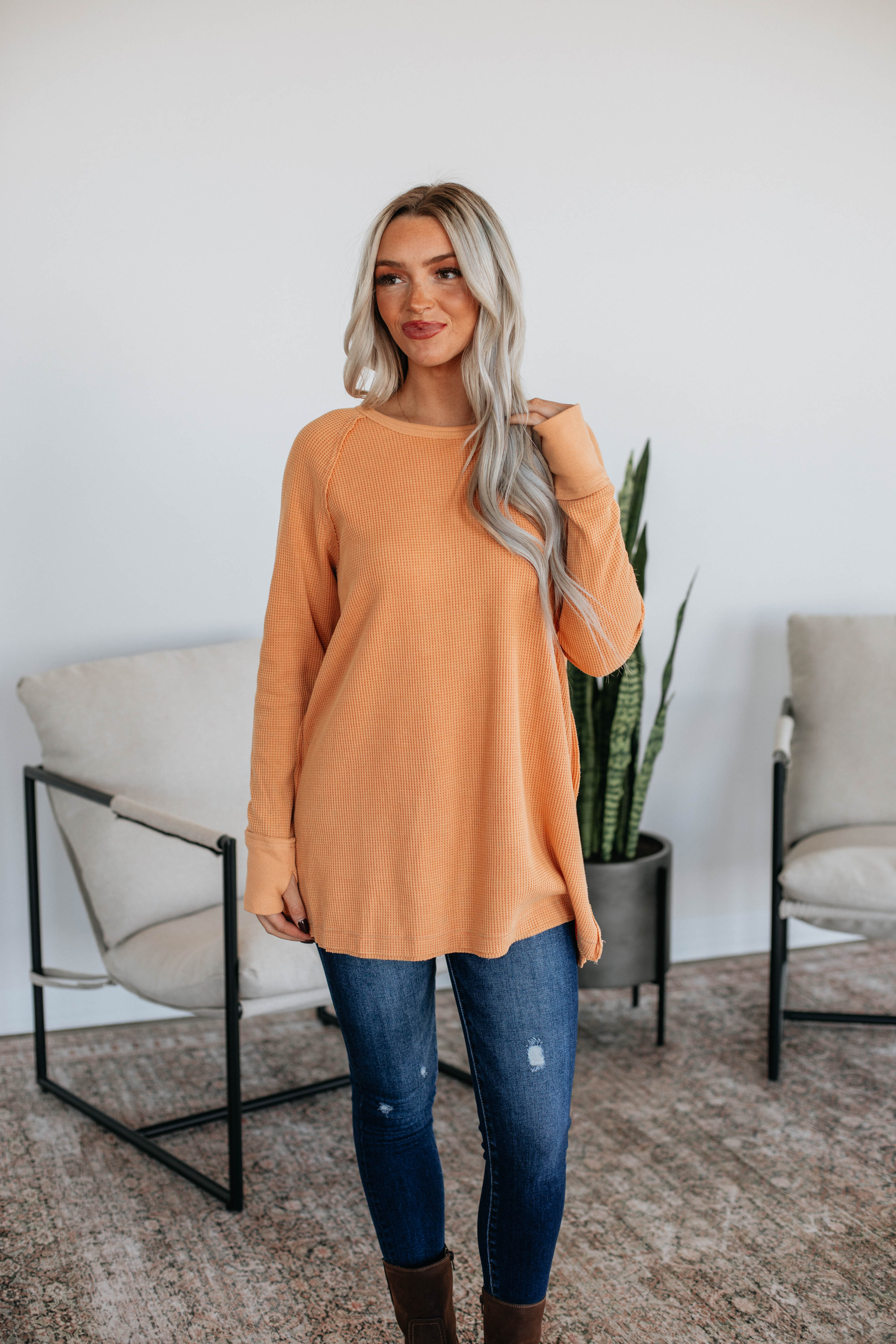 Dafina Knit Top for Women - Soft & Comfortable Apricot Blouse, Casual & Office Wear, Perfect for Spring & Summer Outfits