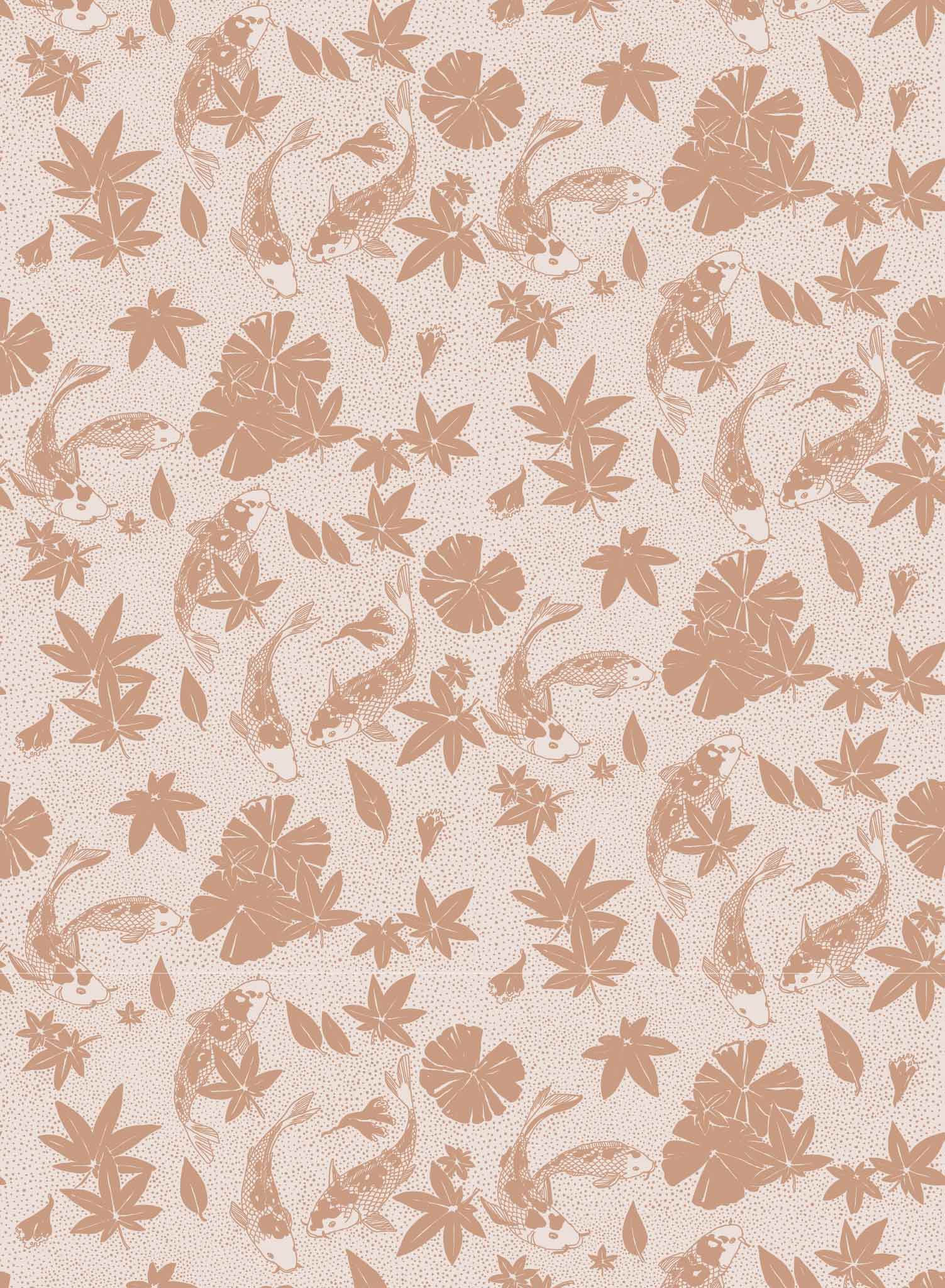 Beautiful Koi Fish Pond Wallpaper - High-Quality Waterproof & Peel-and-Stick for Home, Office, or Bathroom Decor