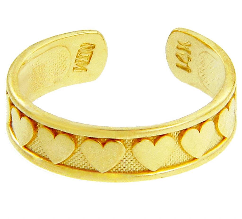 14K Yellow Gold Heart Toe Ring for Women - Dainty & Elegant Foot Jewelry - Perfect Gift for Her - Ideal for Beach, Summer Vacations, Boho Fashion, Sandals, Pedicures, Festivals & Romantic Dates - Great for Weddings, Pool Parties & Tropical Getaways