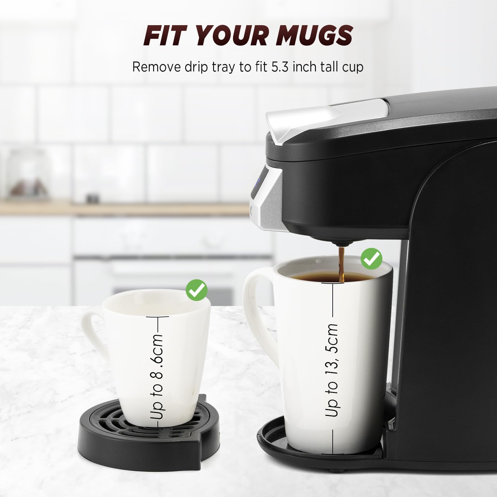 CHULUX Single Serve Coffee Maker for K-Cup & Ground Coffee - 5 to 12oz Brew Sizes, Auto Shut-Off, Fast Brewing in Minutes - Compact & Portable Coffee Machine for Home, Office, Travel, Dorm & Kitchen Use - Perfect for Morning Coffee, Office Breaks & Camping Trips