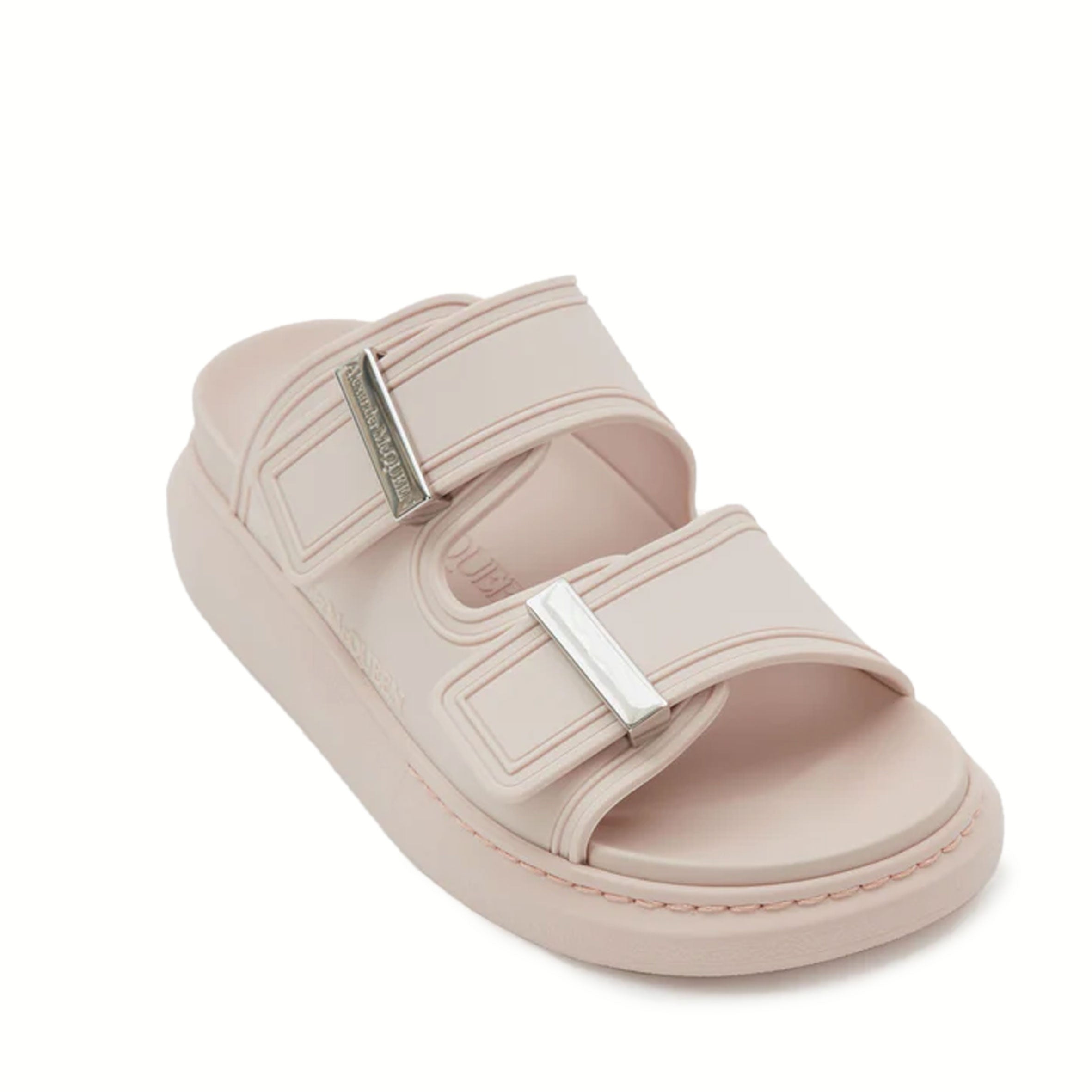 Hybrid Rubber Slides for Women - Comfortable Tea Rose & Silver Color Sandals for Beach, Pool, and Casual Wear