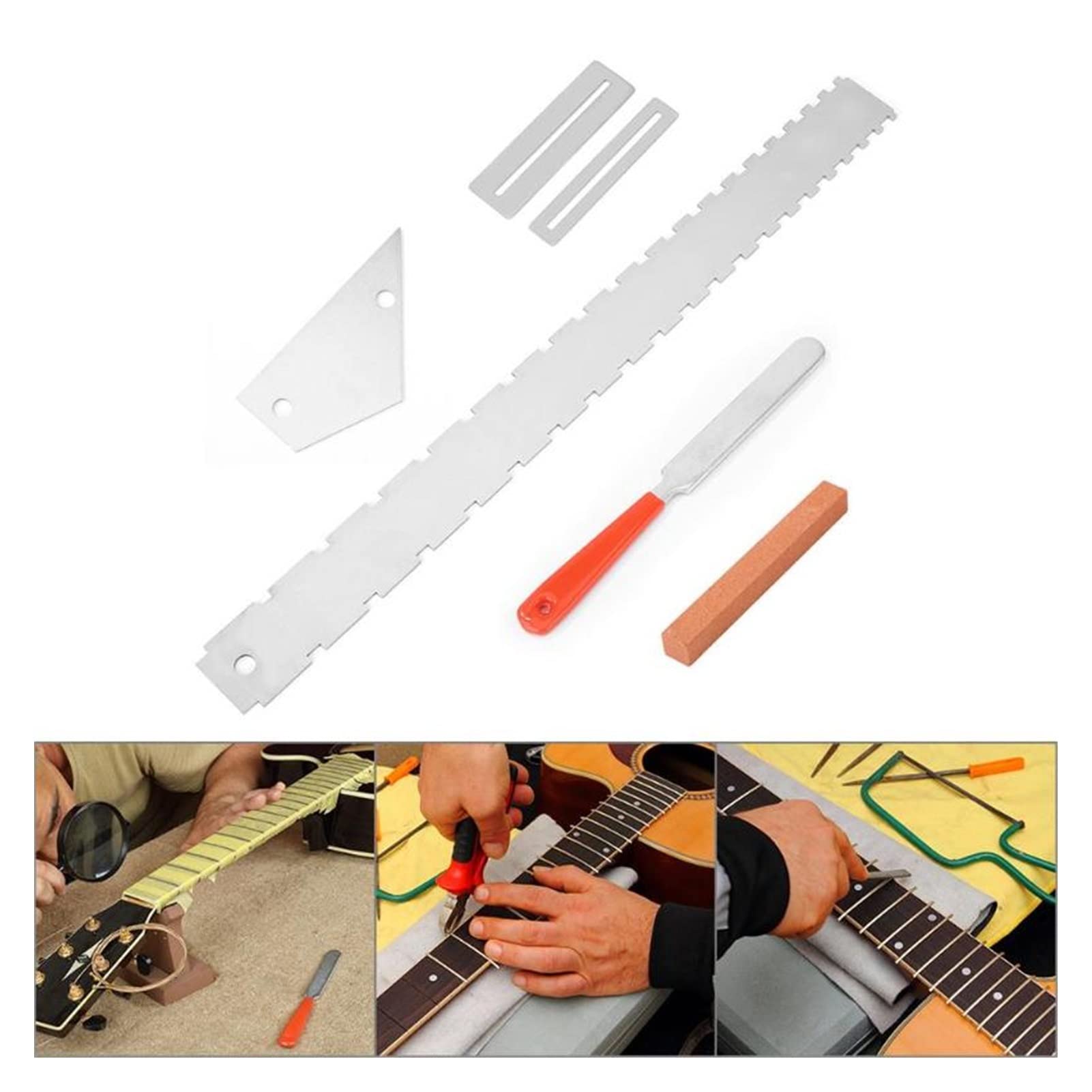 Premium TSTS Steel Guitar Fret Repair Kit - Professional Cleaning, Polishing & Grinding Tools for Guitar Frets & Nuts (Silver) - Perfect for Guitar Maintenance, DIY Repairs & Professional Luthier Work