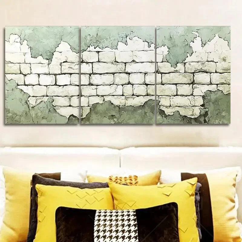 3-Piece Green and White Wall Metal Print Set - Ready to Hang Modern Art for Living Room, Bedroom & Office Decor