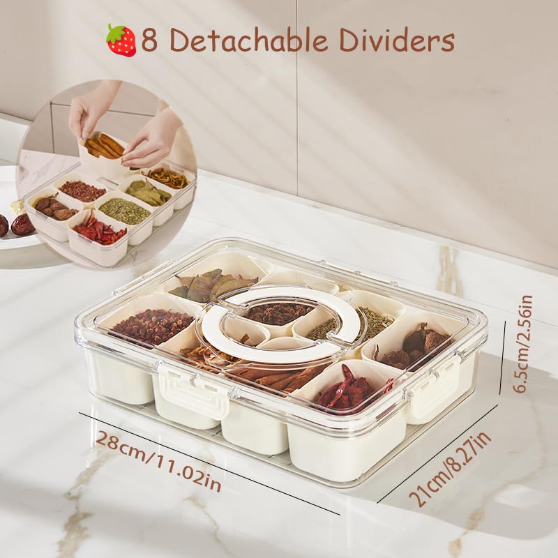 Divided Clear Snackle Box Container with Lid & Handle - 3 Compartment Charcuterie Board for Fruits, Candy, Vegetables, Nuts & Snacks - Perfect for Party Platters, Travel Food Storage & Picnic Organizer - BPA-Free Plastic Serving Tray for Home, Office & Outdoor Use