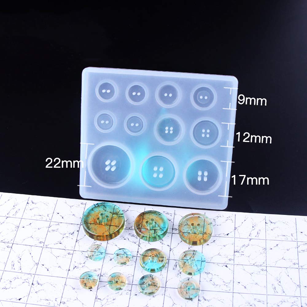 Nifocc 2-Piece Round Button Silicone Molds for Epoxy Resin Jewelry Making - DIY Craft Button Charms Mold for Pendants, Earrings & Keychains - Perfect for Handmade Jewelry, Scrapbooking & Gift Making