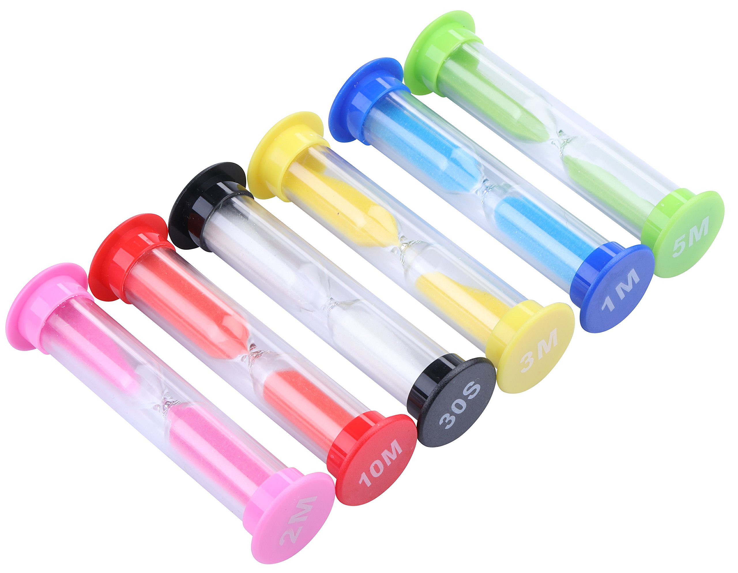 I-MART 6-Pack Plastic Sand Timer Set - 30 Sec, 1 Min, 2 Min, 3 Min, 5 Min, 10 Min Hourglass for Classroom, Games, Cooking & Productivity Time Management