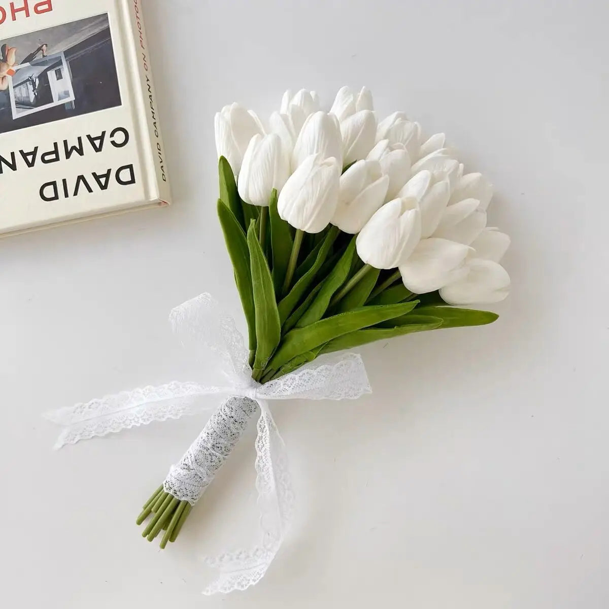 White Calla Lily Bridal Bouquet - Handmade Artificial Silk Wedding Flowers for Bridal Shower, Ceremony & Home Decor