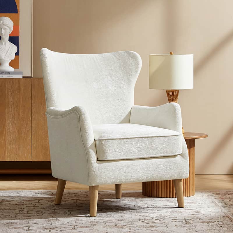Dorothy Upholstered Armchair with Solid Rubber Wood Frame & Sturdy Legs - Perfect for Living Room, Bedroom, or Home Office Seating