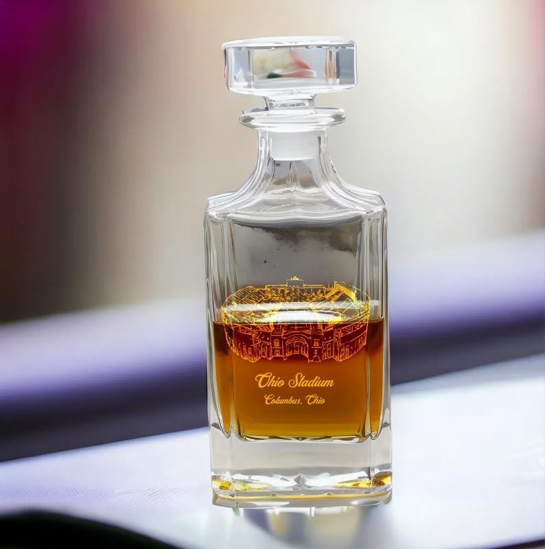 Custom American Football Stadium Whiskey Decanter - Personalized Sports Fan Gift for Men, Whiskey Lovers | Christmas Present for Him | Perfect for Game Day Parties, Man Cave Decor & Collector's Display (Style 1)
