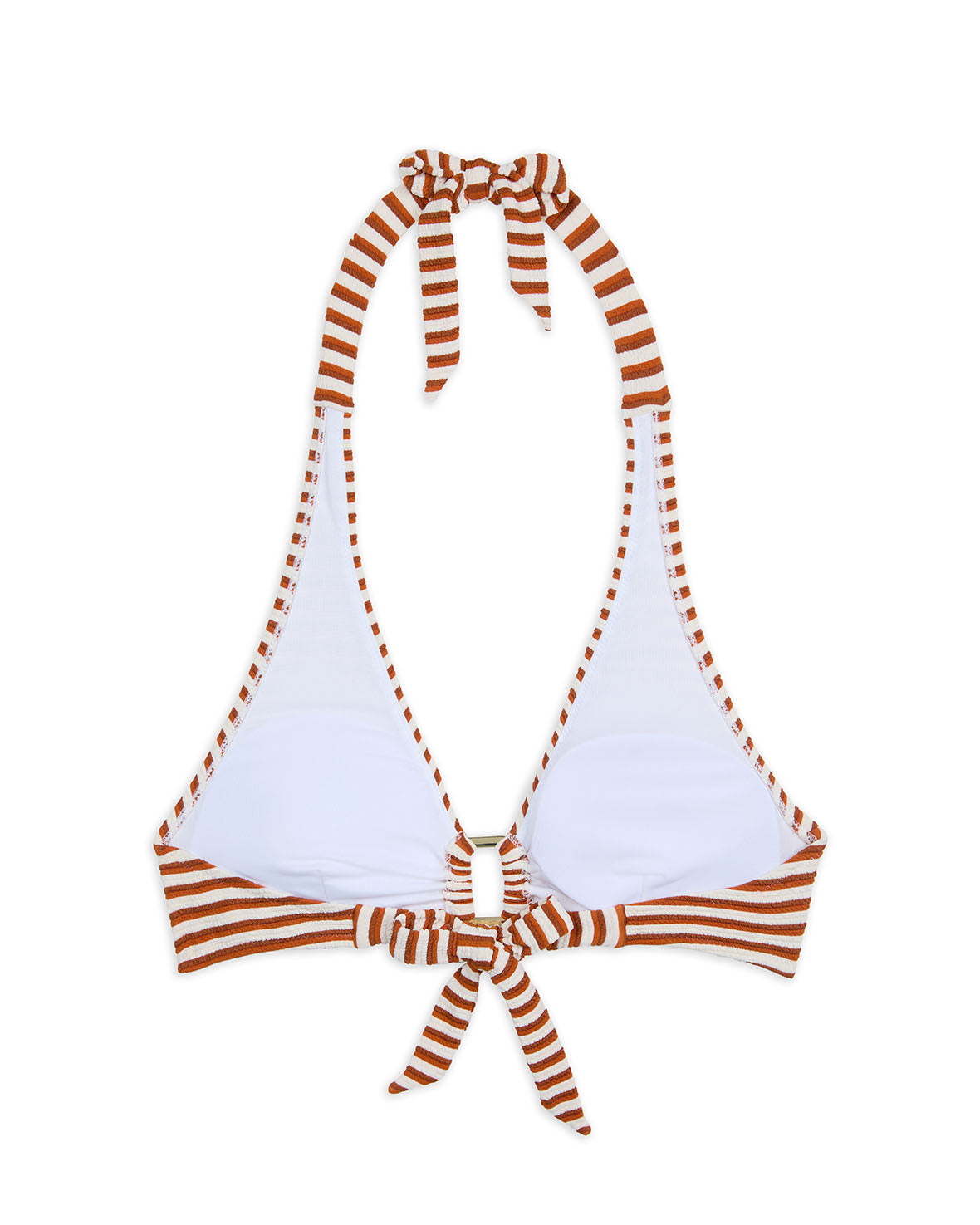 Crinkle Stripe Halterneck Bikini Top - Orange Swimwear for Women | Perfect for Beach, Pool & Summer Vacations