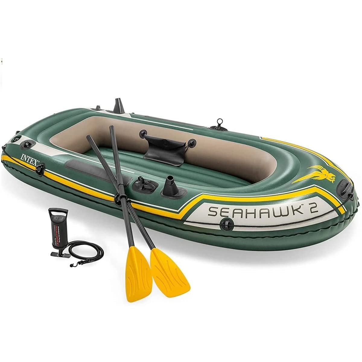 INTEX Seahawk 2 Inflatable Boat Set with Oars & Air Pump (68347EP) - 2-Person Fishing & Recreational Boat for Lakes & Rivers