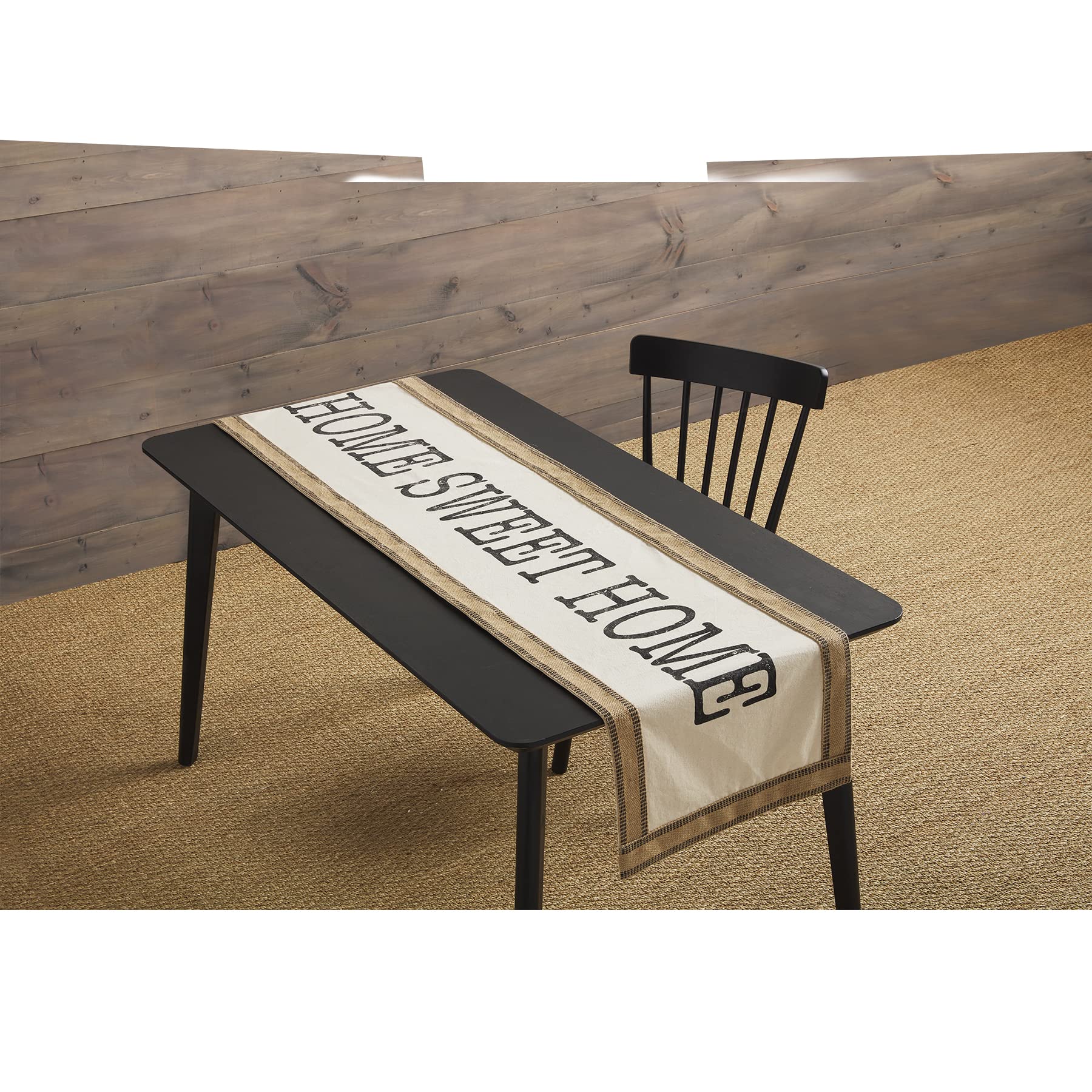 Mud Pie Home Sweet Home Cream Table Runner 18x72 Inches - Perfect for Farmhouse Dining Tables, Holiday Decor, and Rustic Weddings