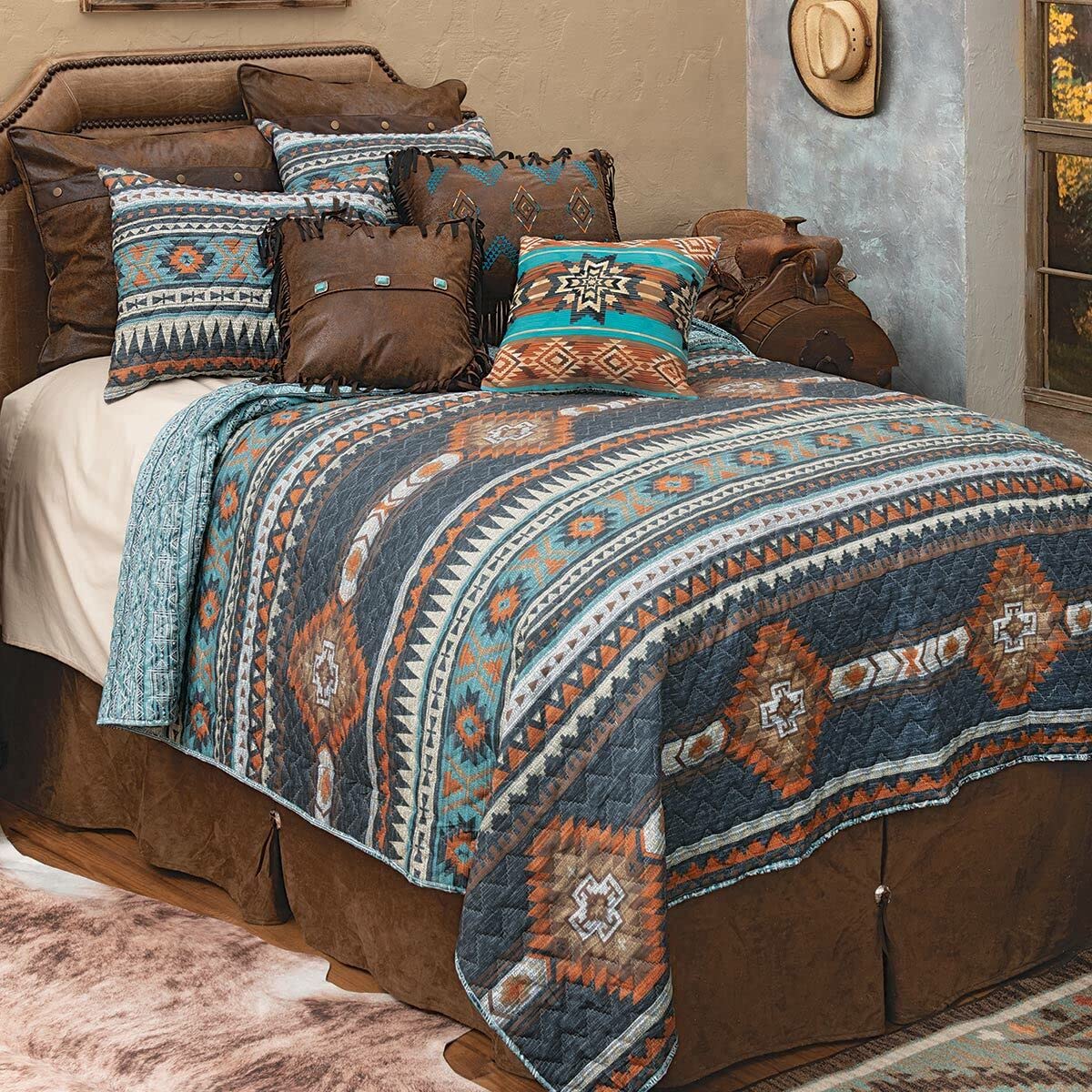 BLACK FOREST DECOR Desert Mesa Quilt Set - King Size Bedding - Southwestern Style Duvet Cover & Pillow Shams - Perfect for Master Bedroom, Guest Room & Vacation Homes