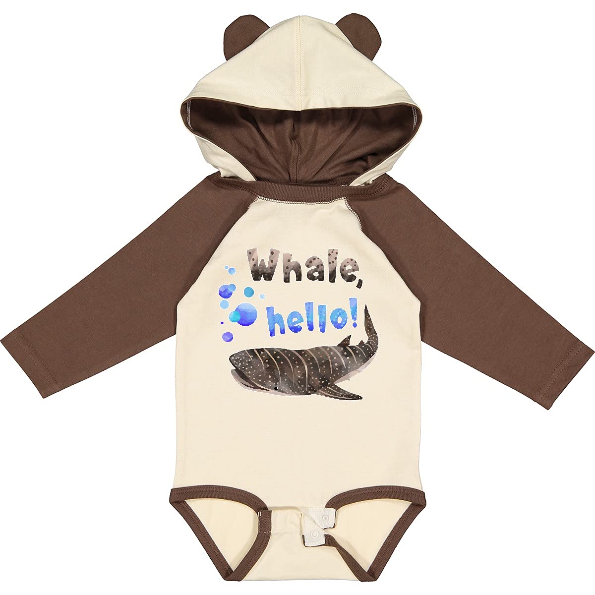 Inktastic Whale Hello Cute Whale Shark with Bubbles Baby Long Sleeve Bodysuit - Adorable Ocean-Themed Outfit for Newborns & Infants | Perfect for Family Photos, Beach Trips & Nursery Decor